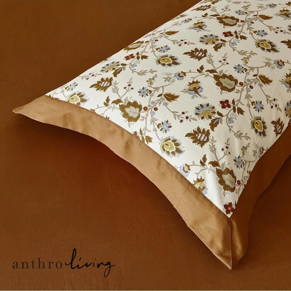 NEW Anthro Burnt Orange Vintage Queen / King Cotton Bedding Duvet & Sham Set